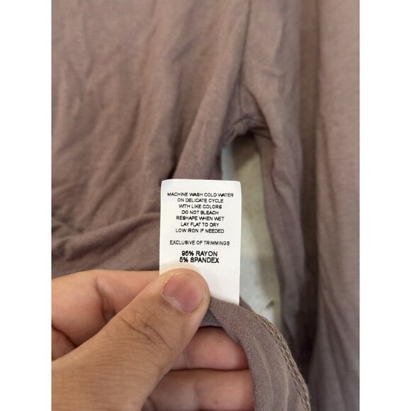 NWT Womens Baby Tee Long Sleeve Ribbed Scrunched Front Tie V-Neck Y2k 90s MEDIUM - Picture 5 of 9